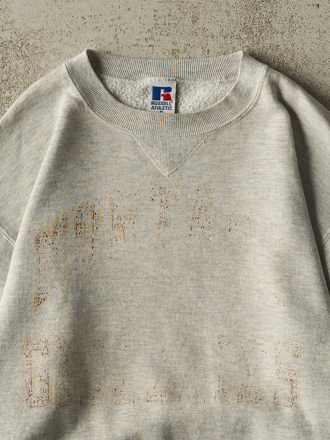 Vintage 90s Heather Grey Russell Athletic University of Montana Grizzlies Crewneck (XS)