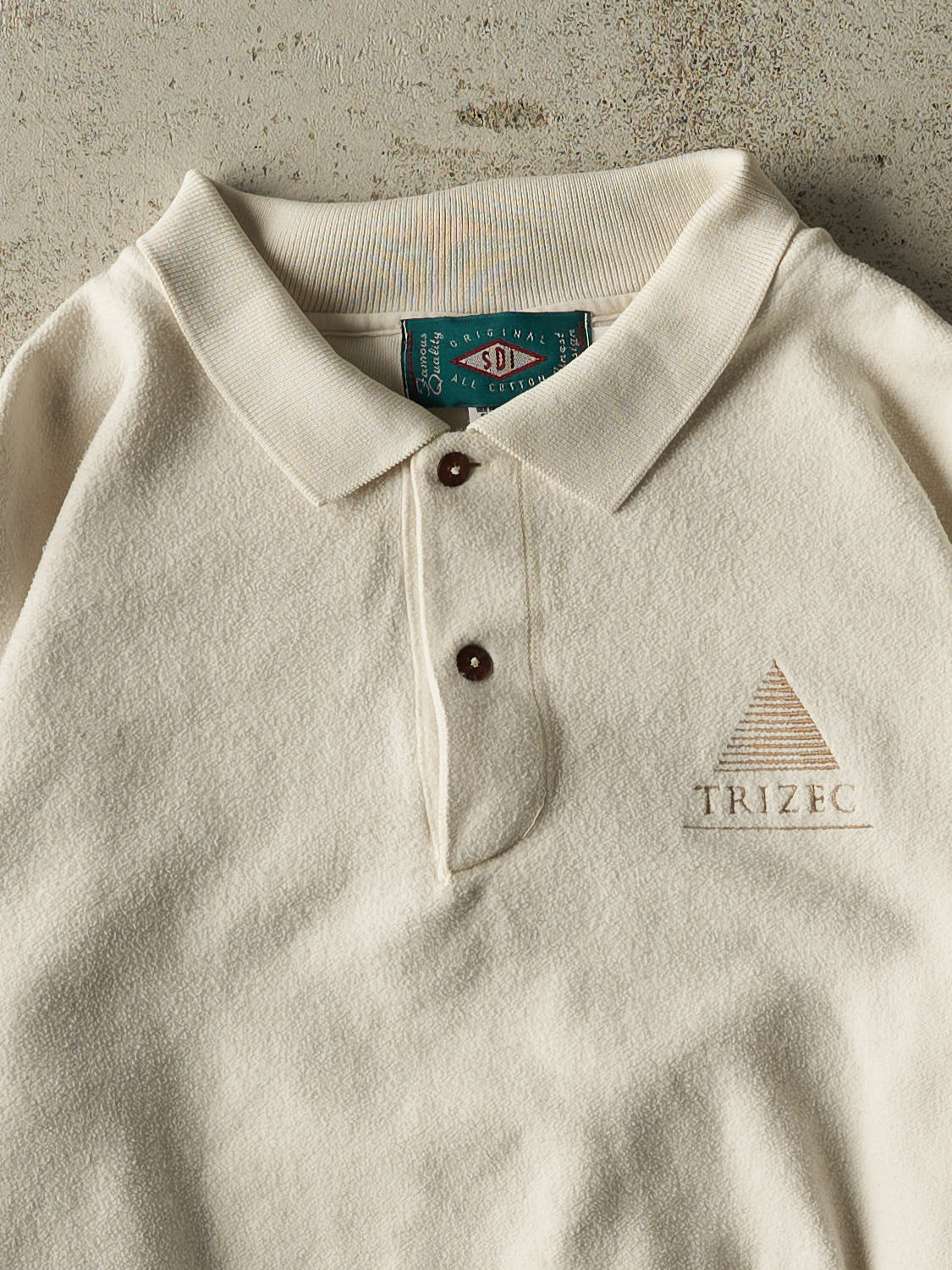 Vintage 90s Beige Trizec Golf Inside Out Quarter Button Sweater (XL)