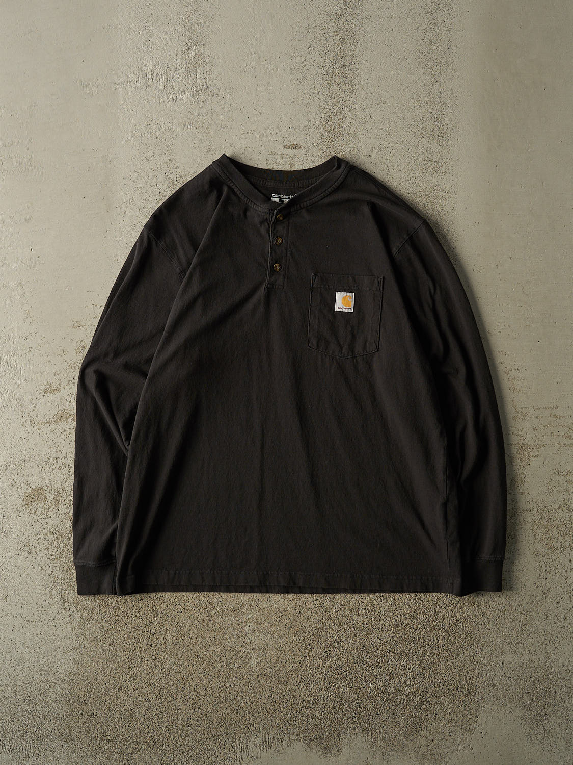 Vintage Y2K Black Carhartt Quarter Button Pocket Long Sleeve (L/XL)