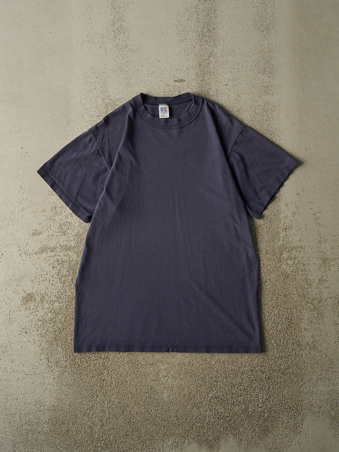 Vintage 90s Sun Faded Navy Russell Athletic Blank Tee (L/XL)