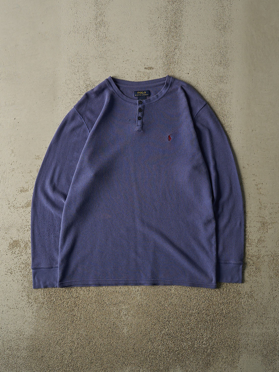 Vintage Y2K Blue Polo Thermal Quarter Button Long Sleeve (L)