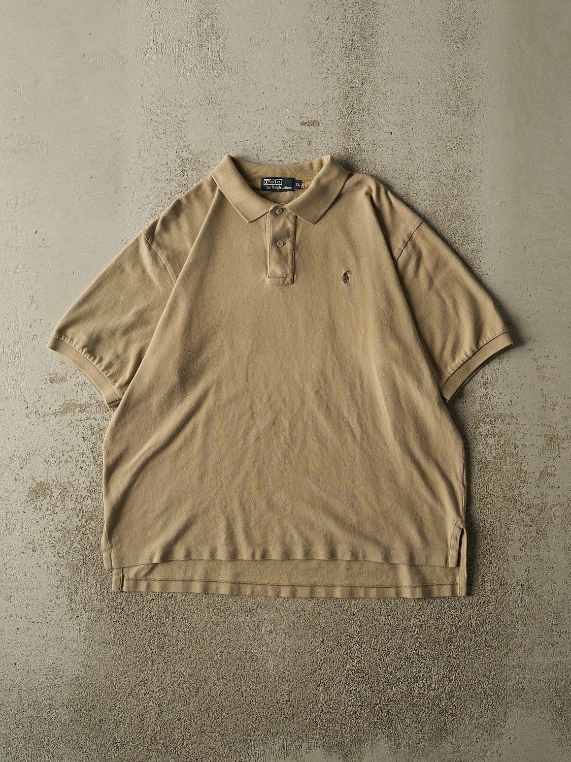 Vintage 90s Beige Polo Quarter Button Tee (L/XL)