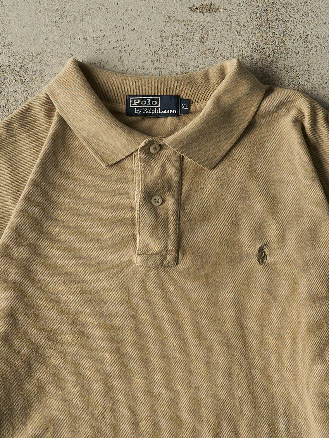 Vintage 90s Beige Polo Quarter Button Tee (L/XL)