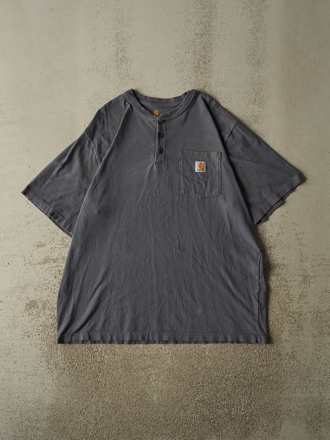 Vintage Y2K Charcoal Grey Carhartt Quarter Button Pocket Tee (XL/XXL)