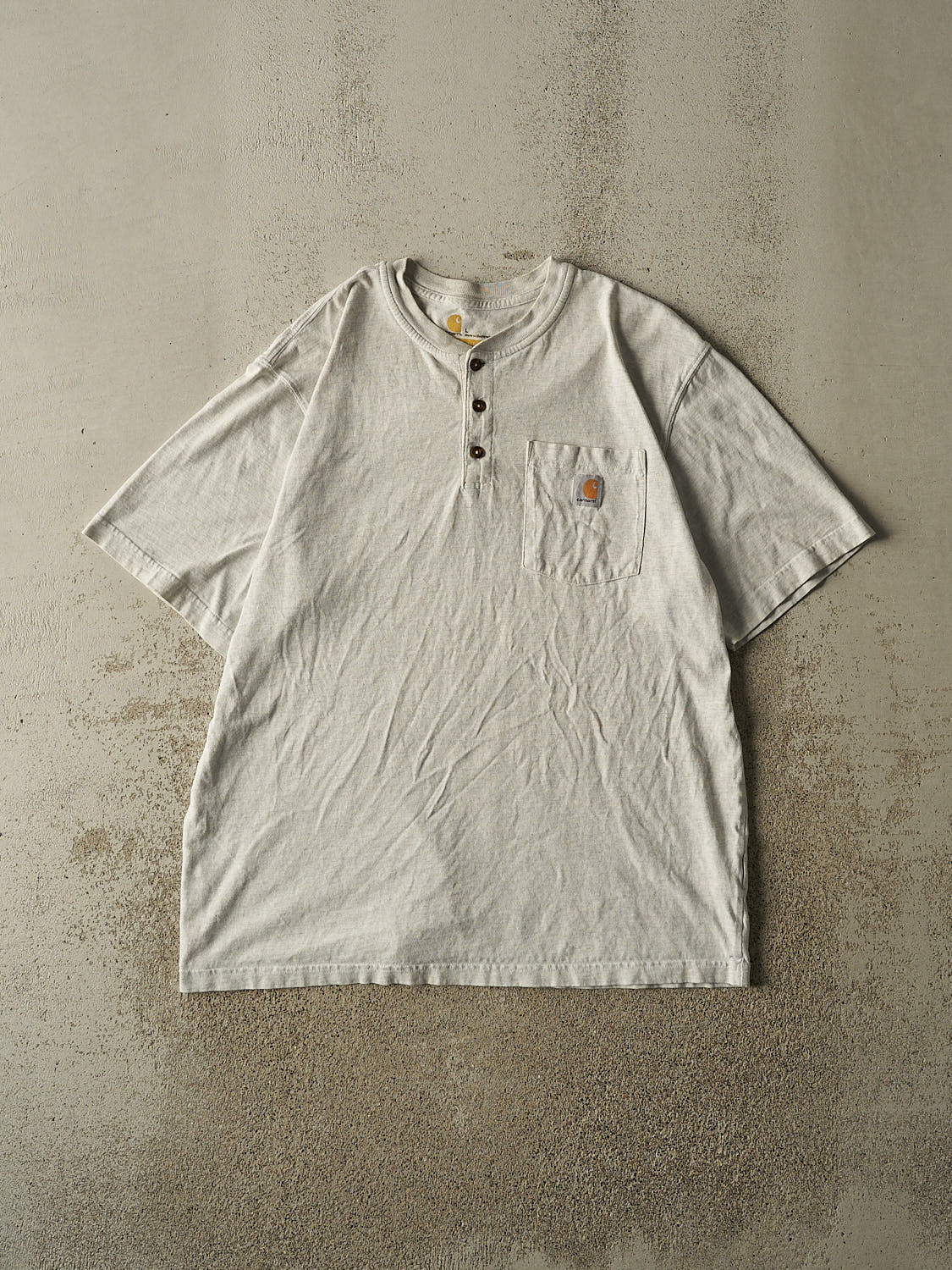 Vintage Y2K Heather Grey Carhartt Quarter Button Tee (XL)