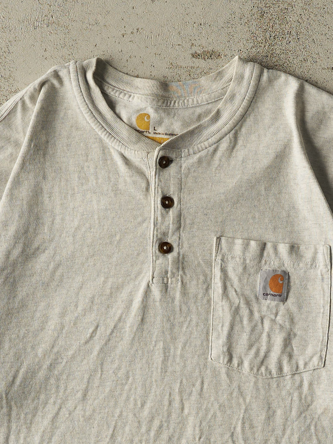 Vintage Y2K Heather Grey Carhartt Quarter Button Tee (XL)