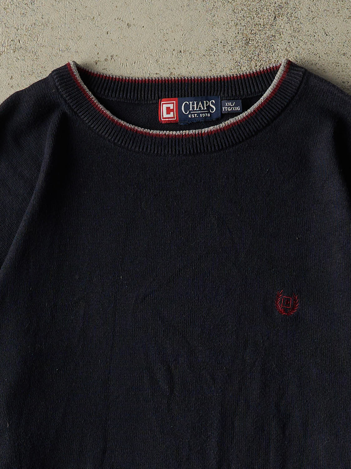 Vintage Y2K Navy Blue Chaps Knit Sweater (XL/XXL)