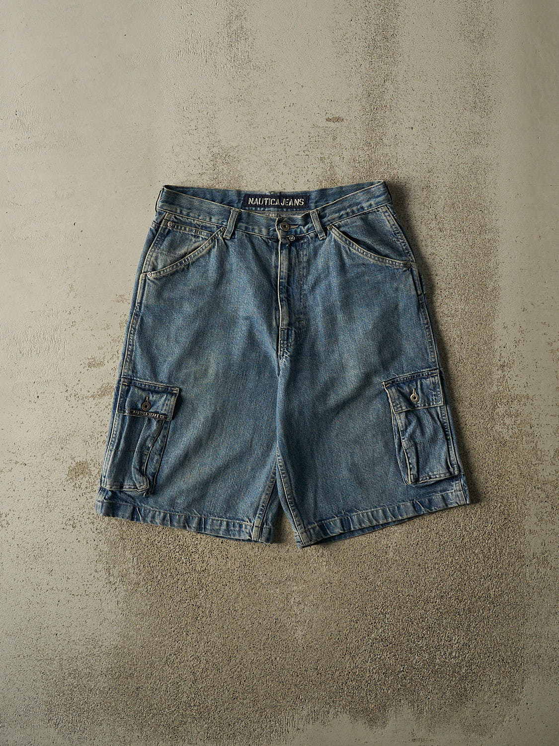 Vintage 90s Mid Wash Nautica Cargo Jean Shorts (32x11.5)