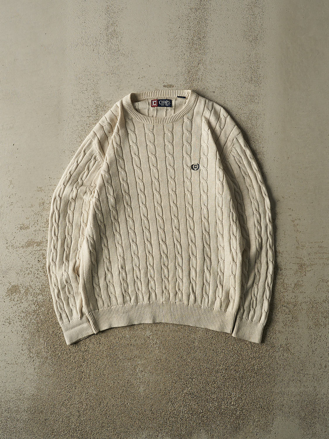 Vintage 90s Beige Chaps Cable Knit Sweater (M/L)