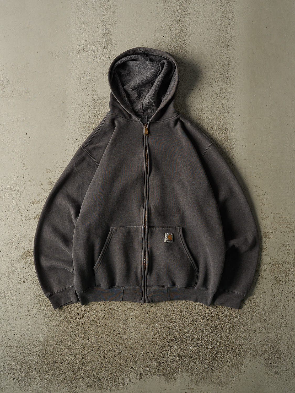 Vintage 90s Charcoal Grey Carhartt Zip Up Hoodie (L/XL)