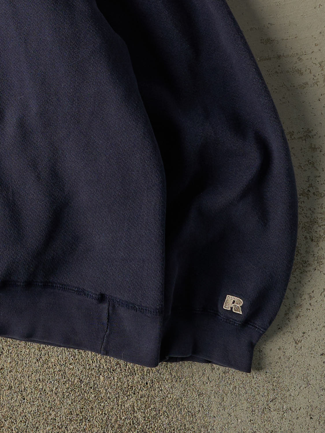 Vintage Y2K Navy Blue Russell Athletic Blank Hoodie (L/XL)