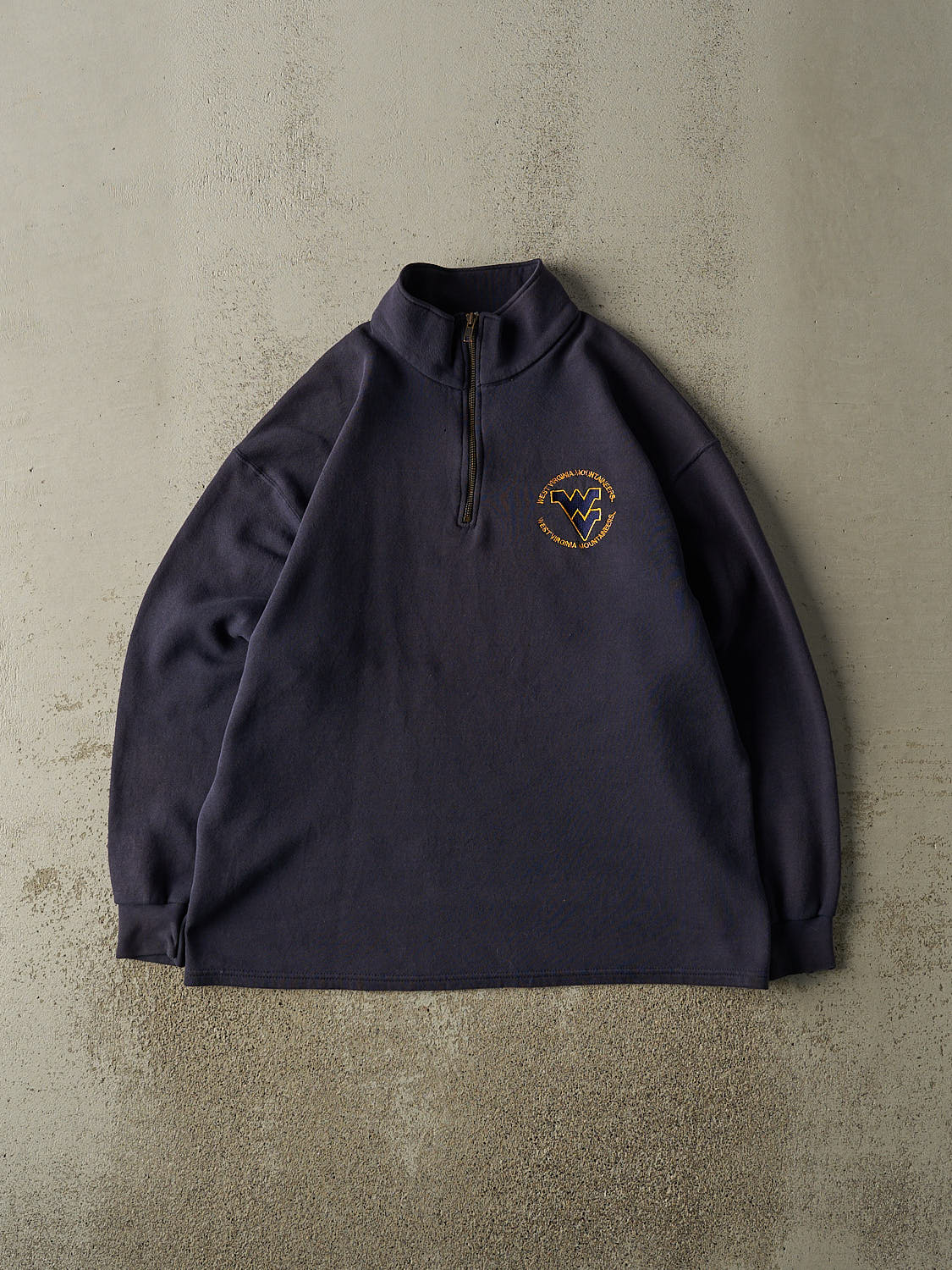 Vintage 90s Navy Blue West Virginia Mountaineers Embroidered Quarter Zip (M/L)