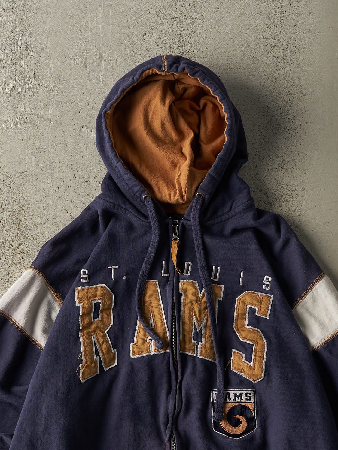 Vintage Y2K Navy Blue St Louis Rams Embroidered Zip Up Hoodie (XL/XXL)