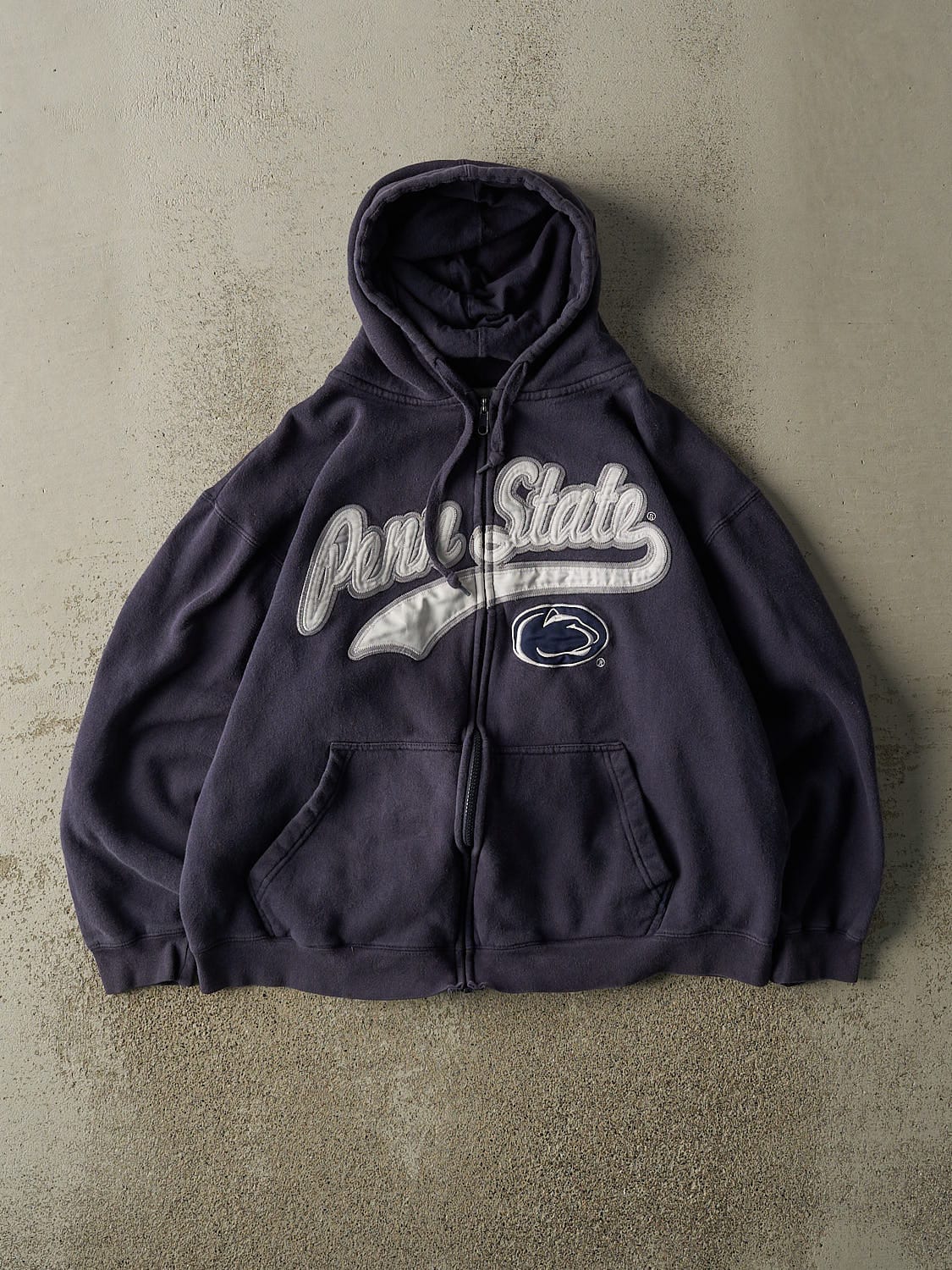Vintage Y2K Navy Blue Penn State University Embroidered Zip Up Hoodie (M)
