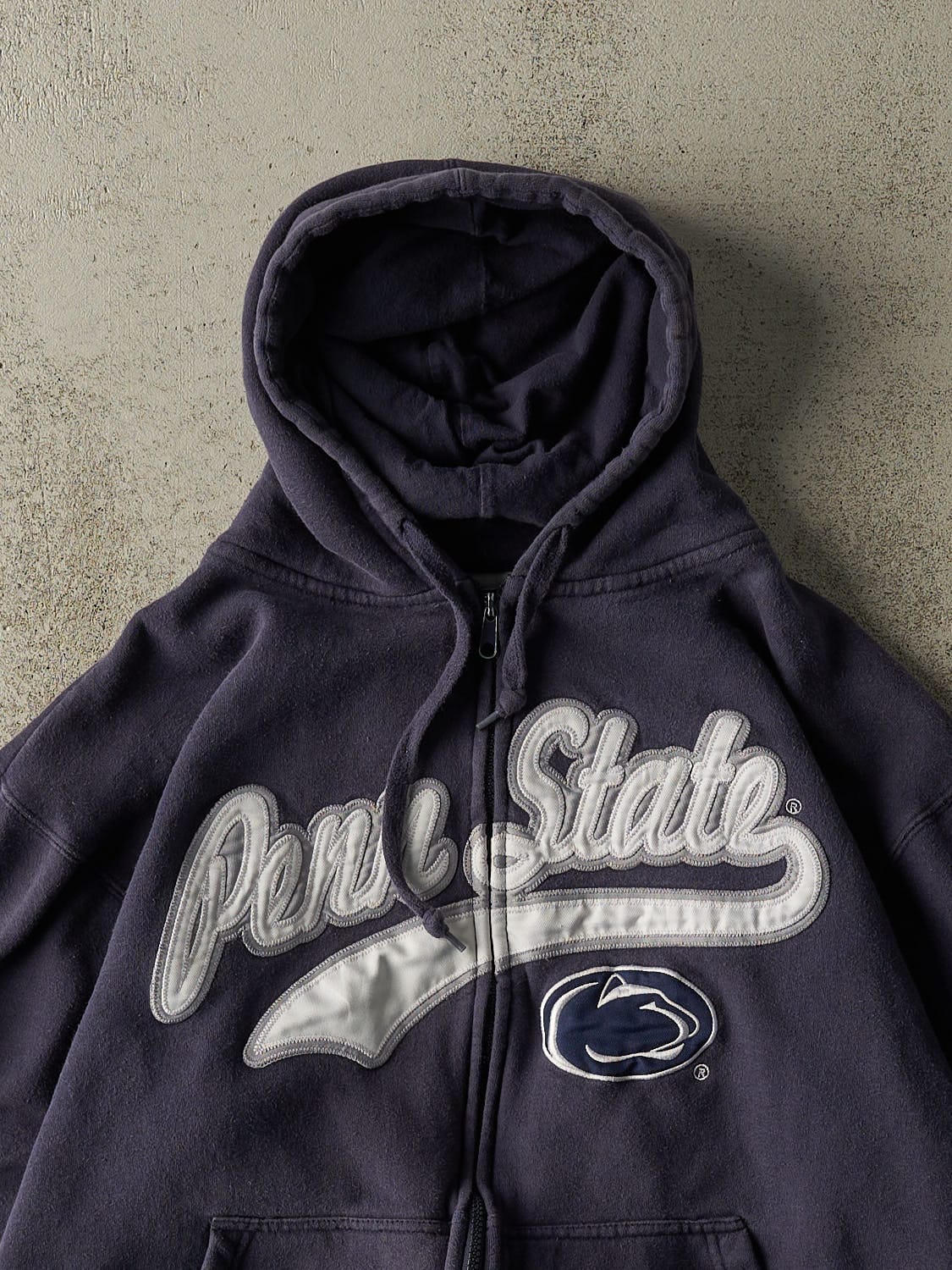 Vintage Y2K Navy Blue Penn State University Embroidered Zip Up Hoodie (M)