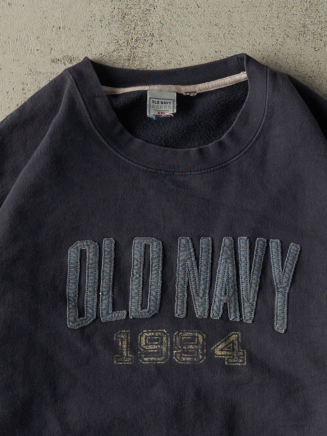 Vintage Y2K Navy Blue Old Navy Embroidered Crewneck (XL/XXL)