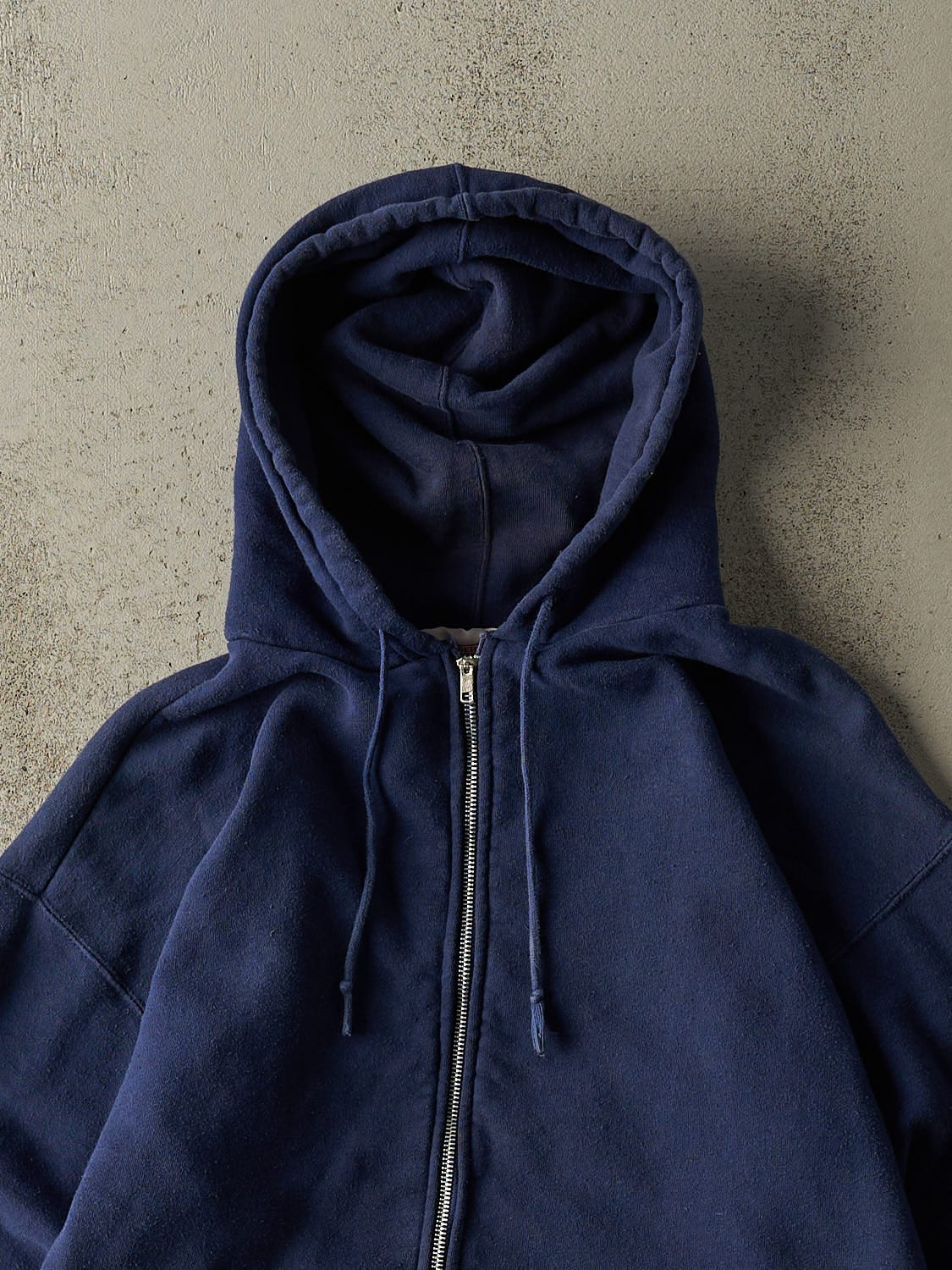 Vintage 80s Navy Blue Blank Zip Up Hoodie (M)
