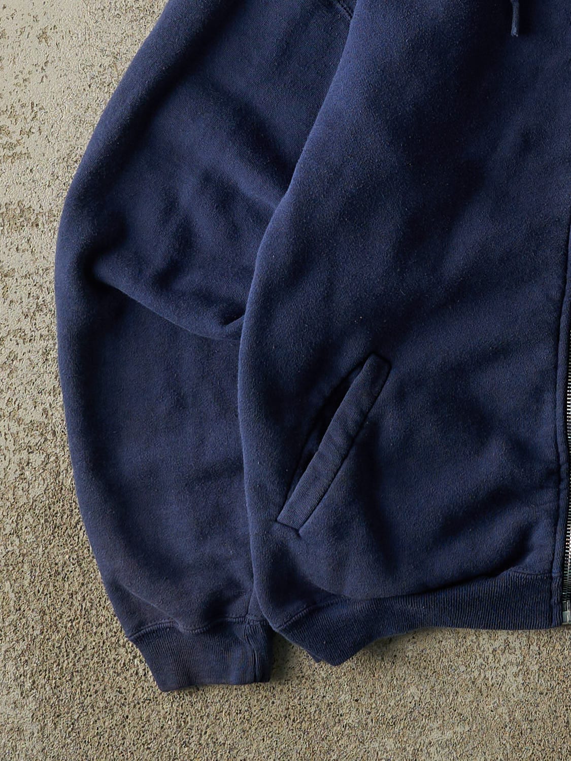 Vintage 80s Navy Blue Blank Zip Up Hoodie (M)