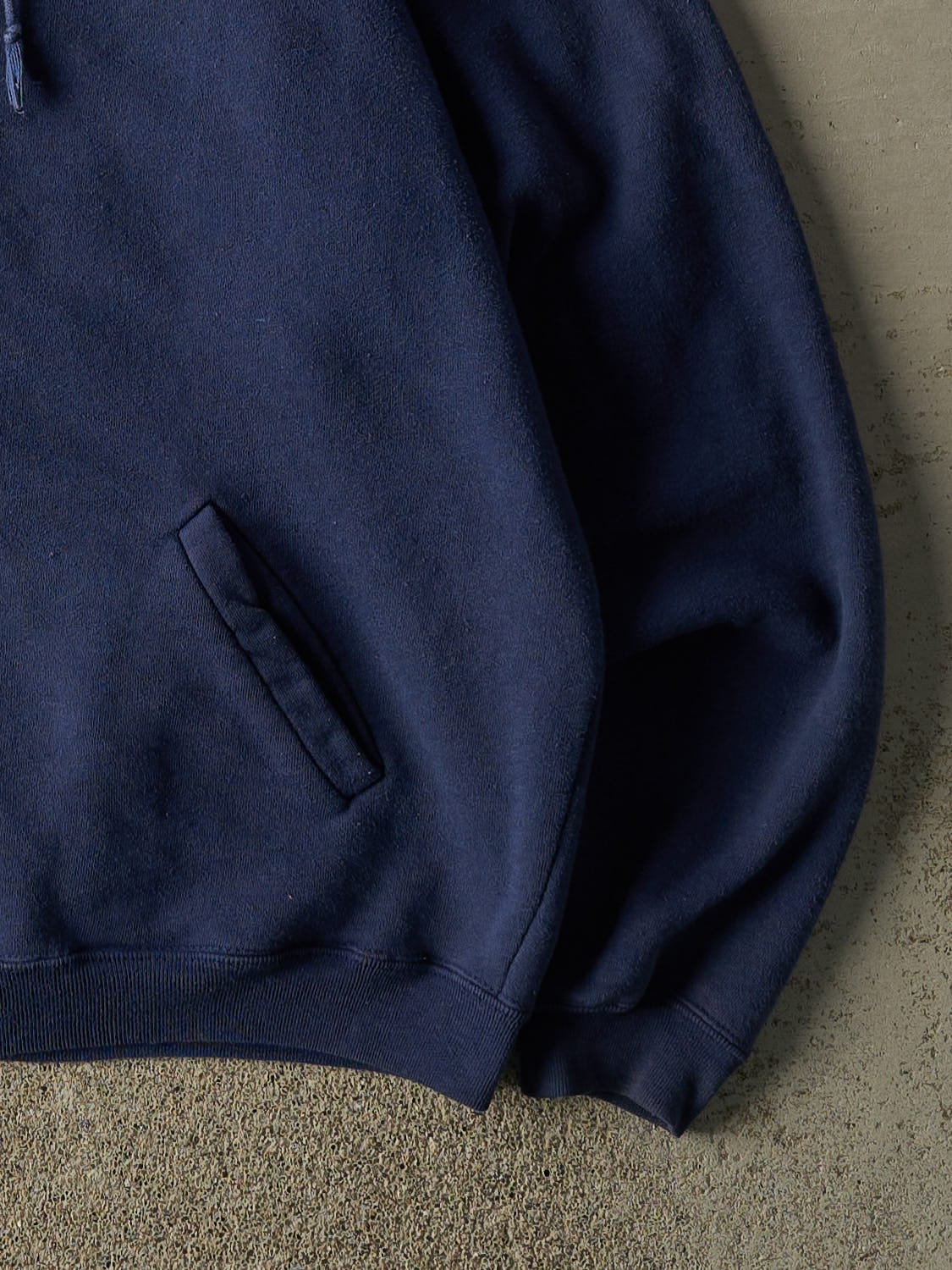 Vintage 80s Navy Blue Blank Zip Up Hoodie (M)