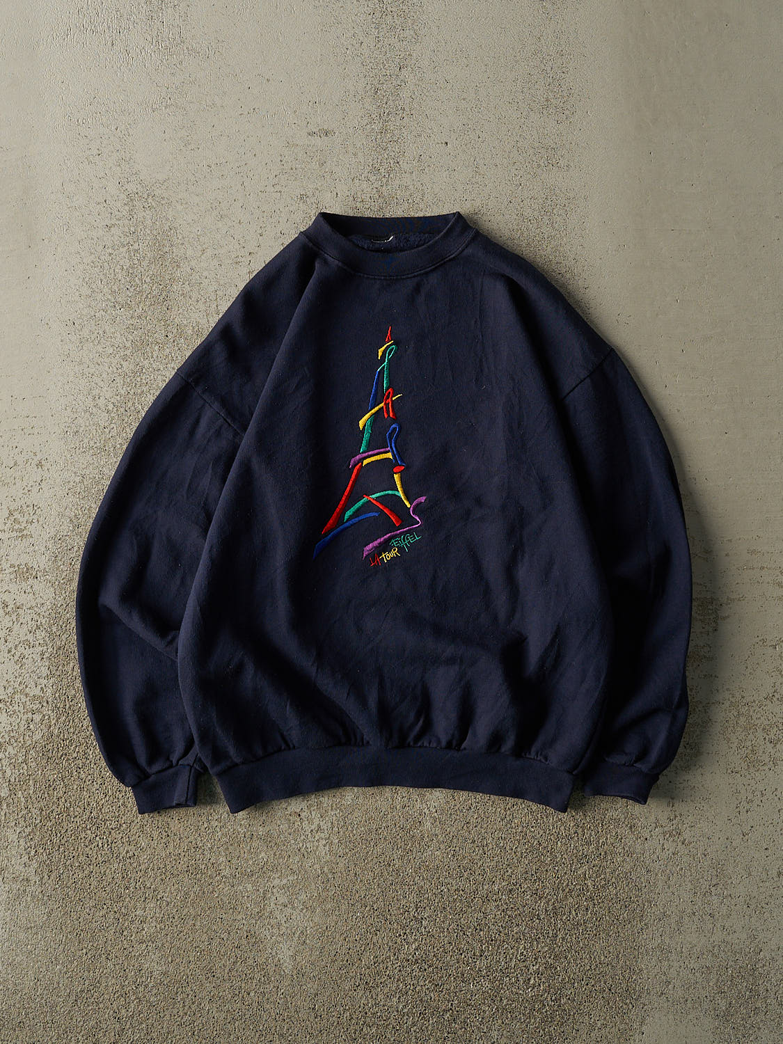 Vintage 90s Navy Blue Paris France Crewneck (S)