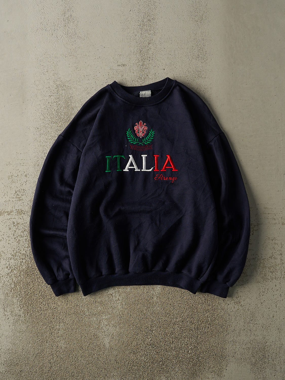 Vintage 90s Navy Blue Italia Embroidered Crewneck (M)