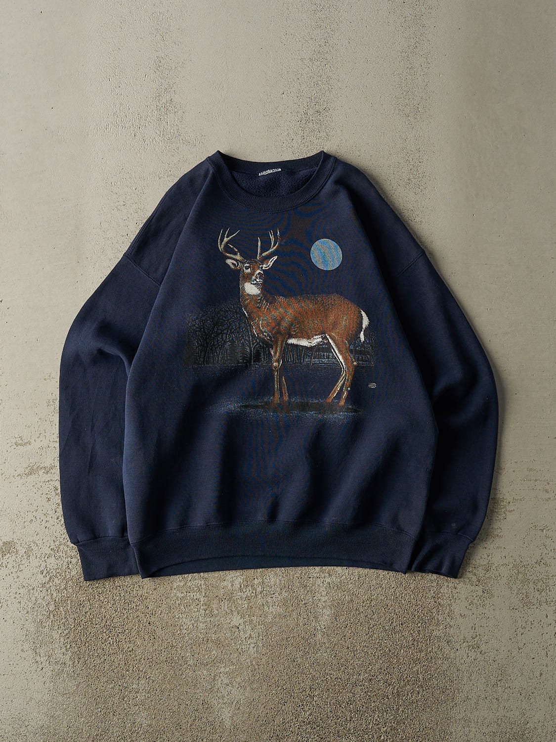 Vintage 90s Navy Blue Deer Crewneck (L/XL)