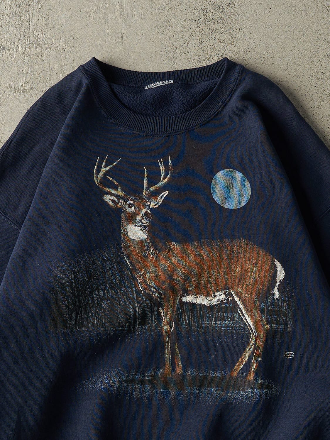 Vintage 90s Navy Blue Deer Crewneck (L/XL)