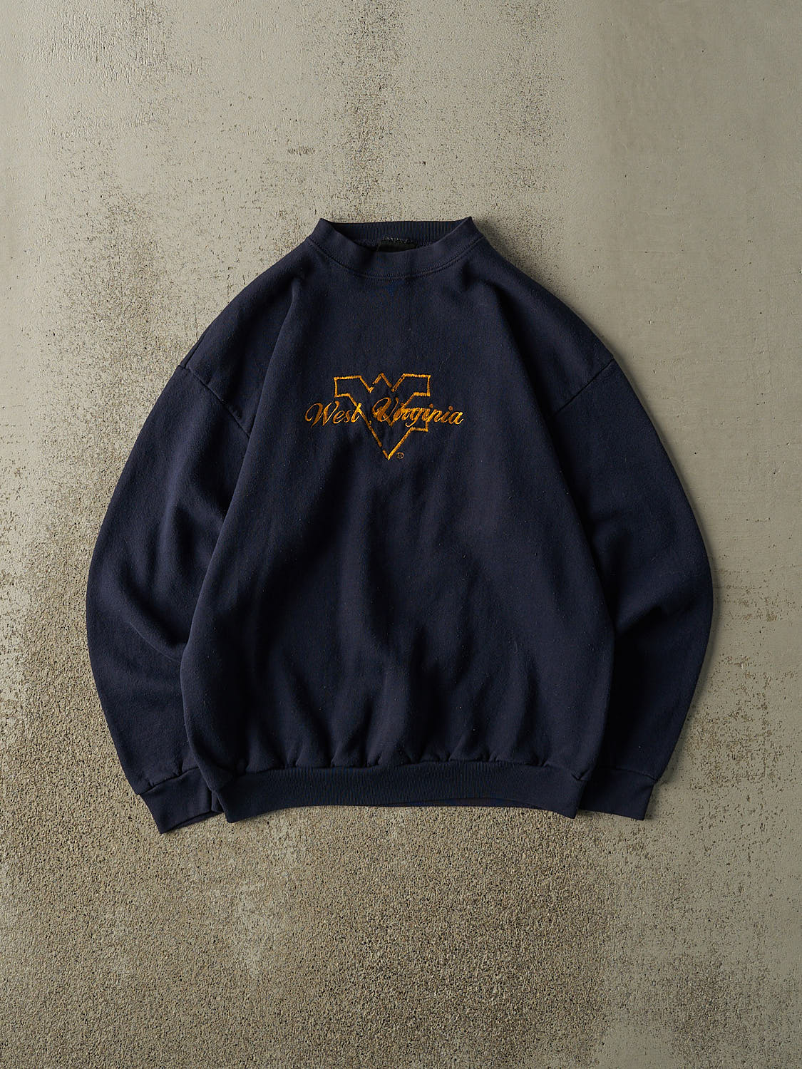 Vintage 80s Navy Blue West Virginia University Embroidered Crewneck (S)