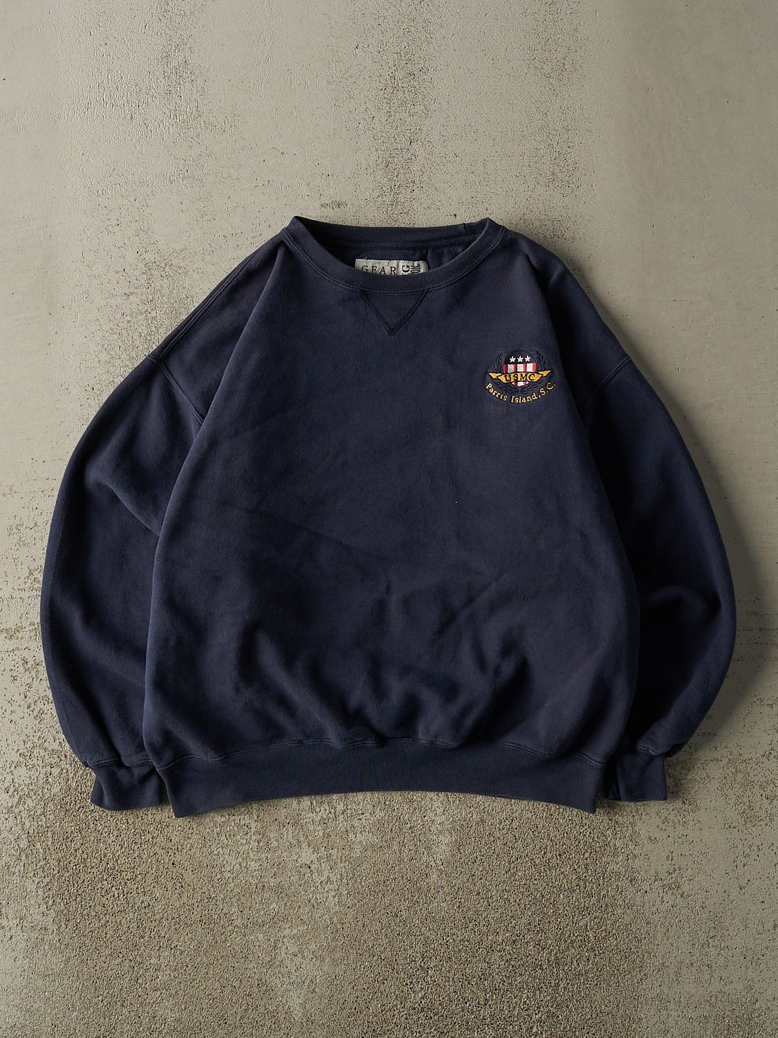 Vintage 90s Navy Blue USMC Embroidered Crewneck (M/L)