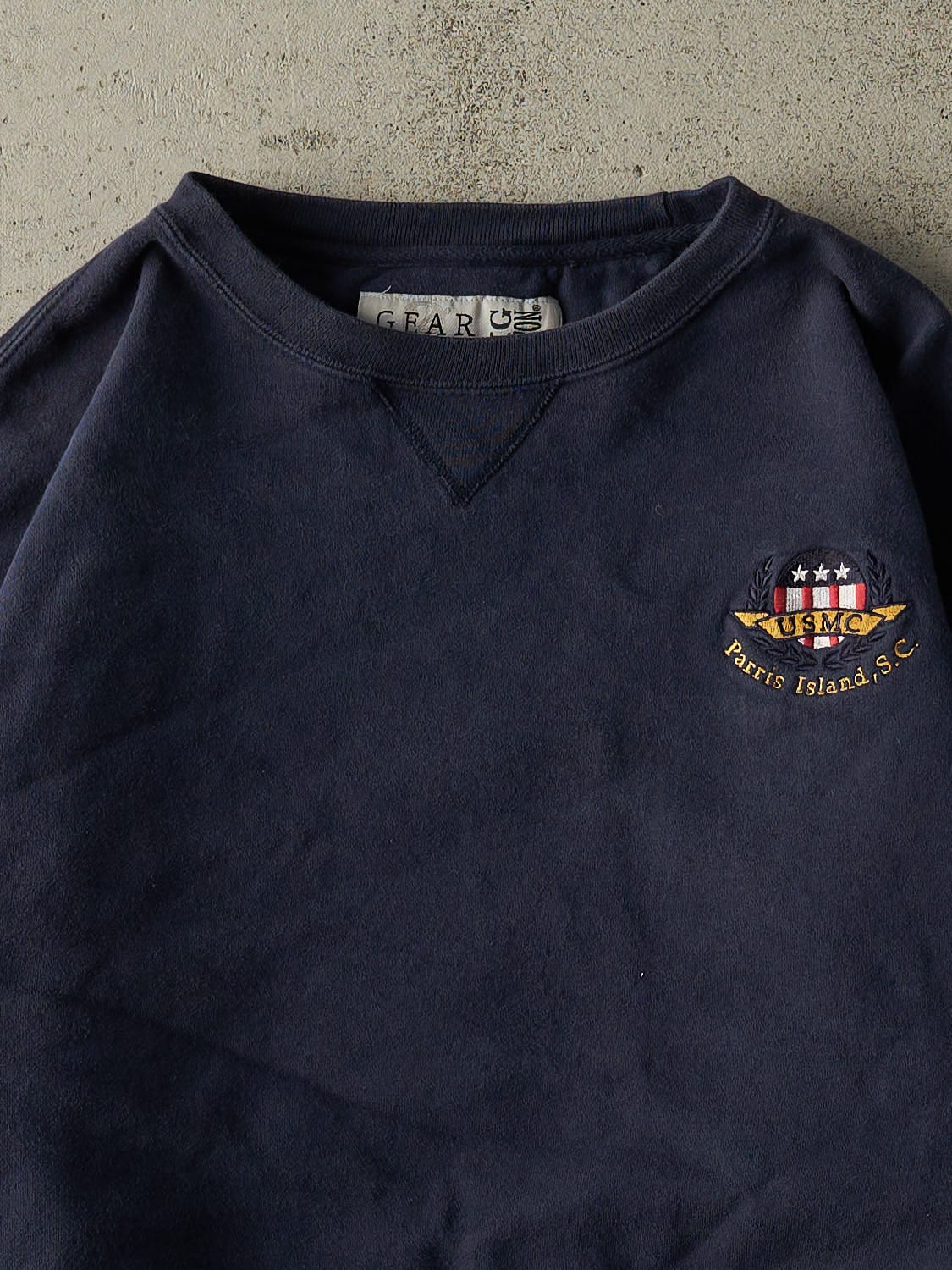 Vintage 90s Navy Blue USMC Embroidered Crewneck (M/L)