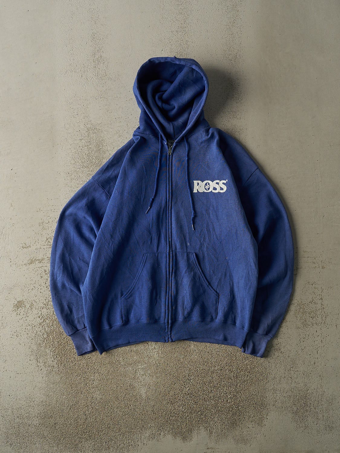 Vintage 80s Blue Ross Zip Up Hoodie (L/XL)