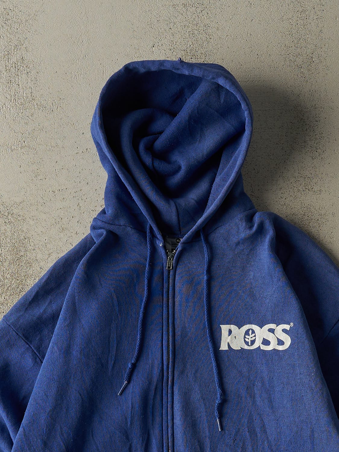 Vintage 80s Blue Ross Zip Up Hoodie (L/XL)