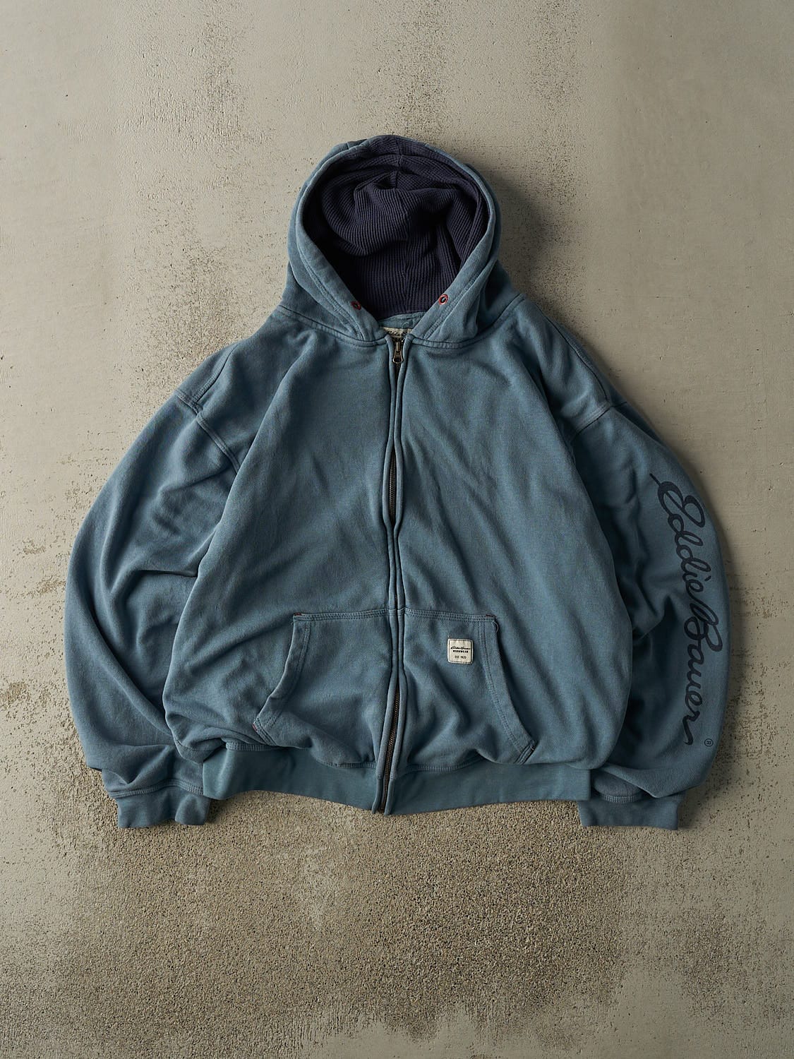 Vintage Y2K Teal Eddie Bauer Thermal Lined Zip Up Hoodie (L/XL)
