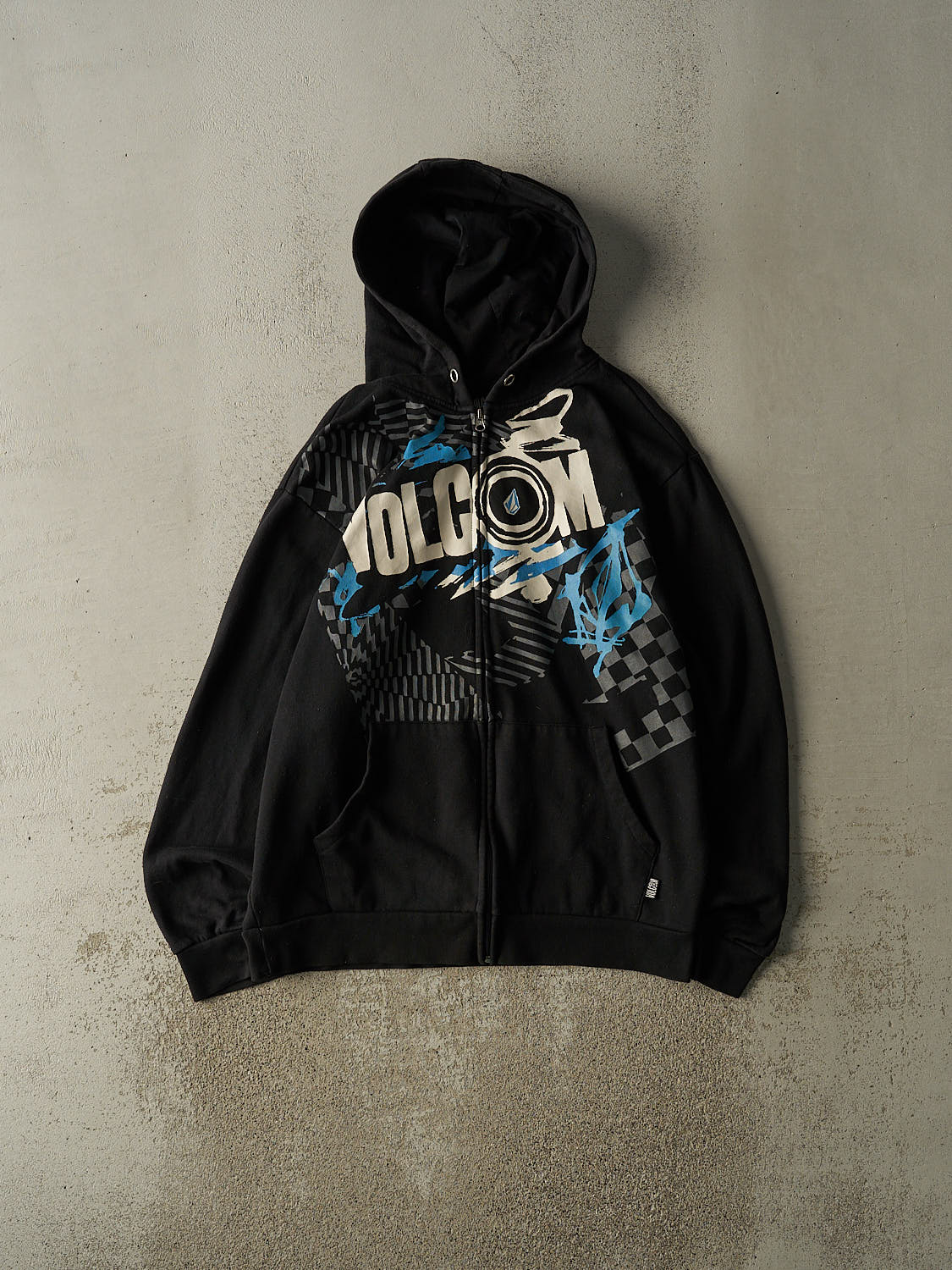 Vintage Y2K Black Volcom Zip Up Hoodie (L/XL)