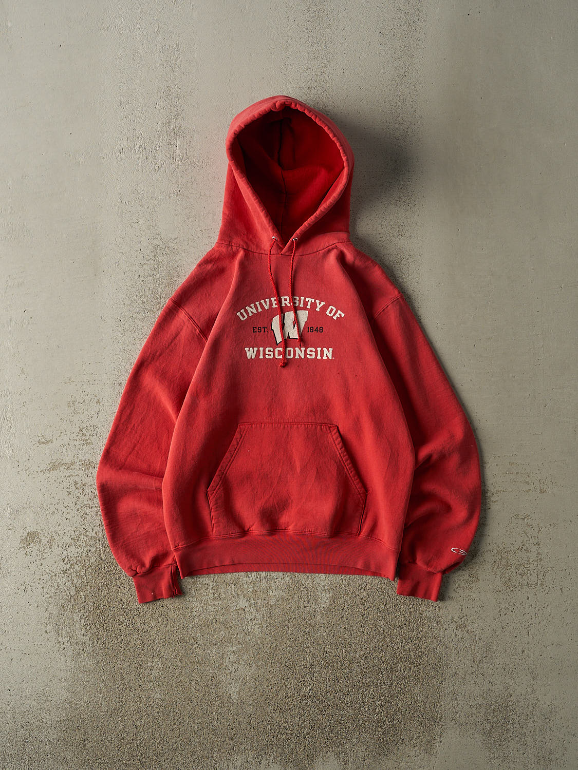 Vintage Y2K Sun Faded Red University of Wisconsin Hoodie (S)