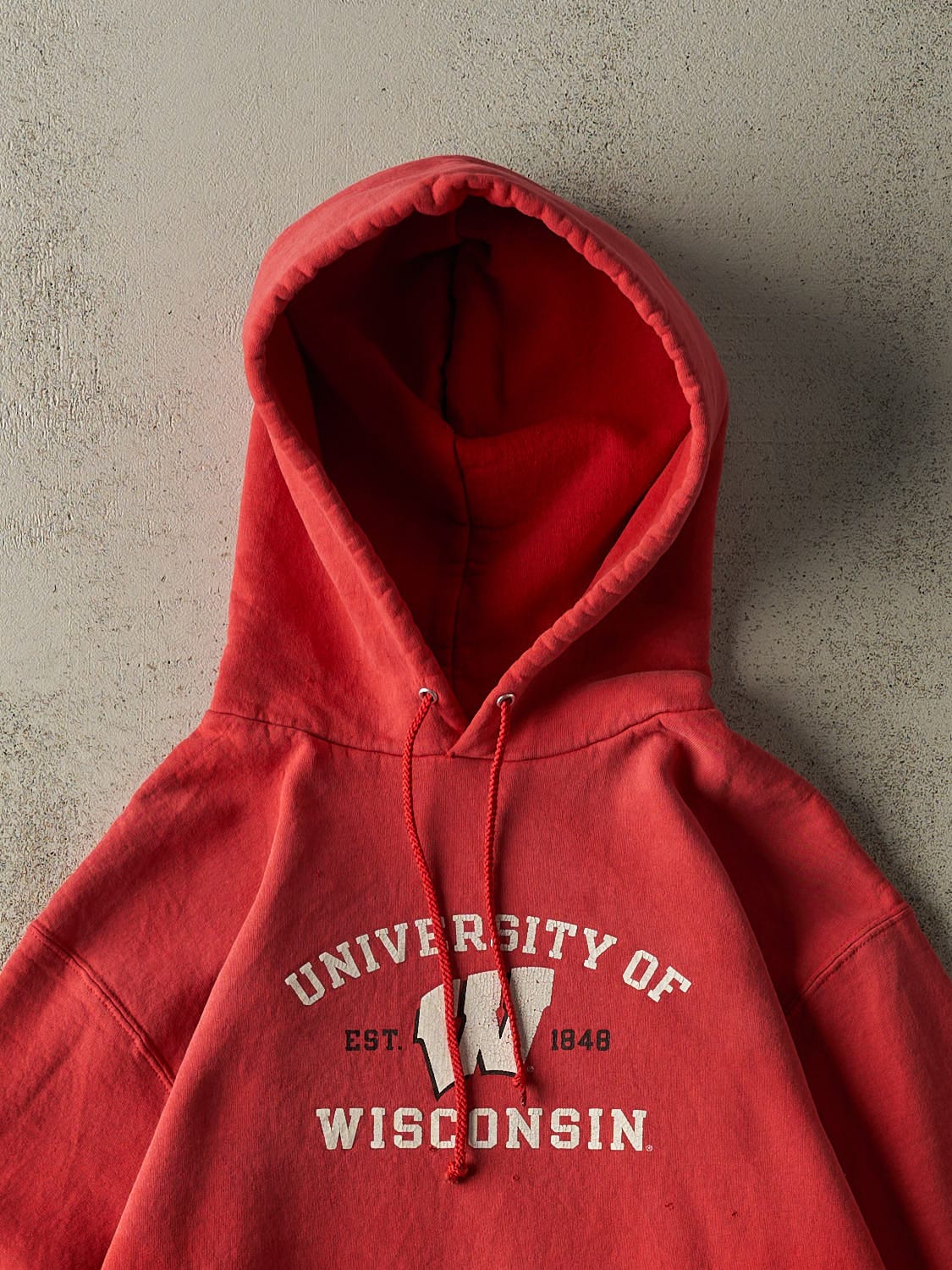 Vintage Y2K Sun Faded Red University of Wisconsin Hoodie (S)