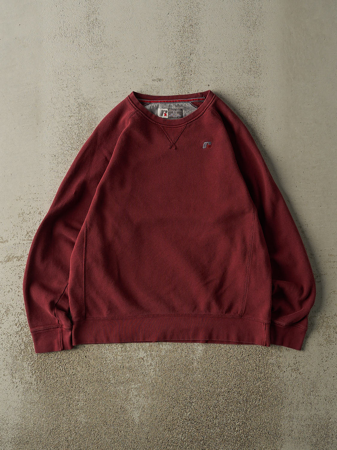 Vintage Y2K Burgundy Russell Athletic Embroidered Crewneck (M/L)