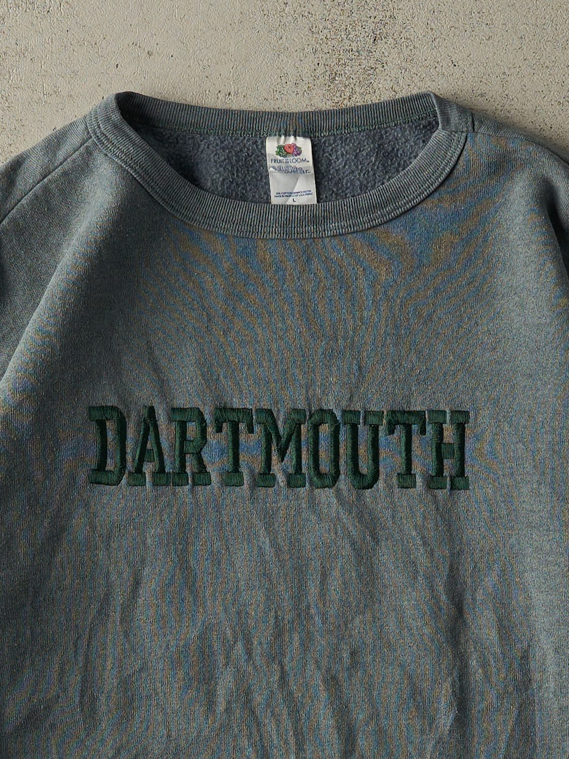 Vintage Y2K Washed Green Dartmouth Embroidered Crewneck (M/L)
