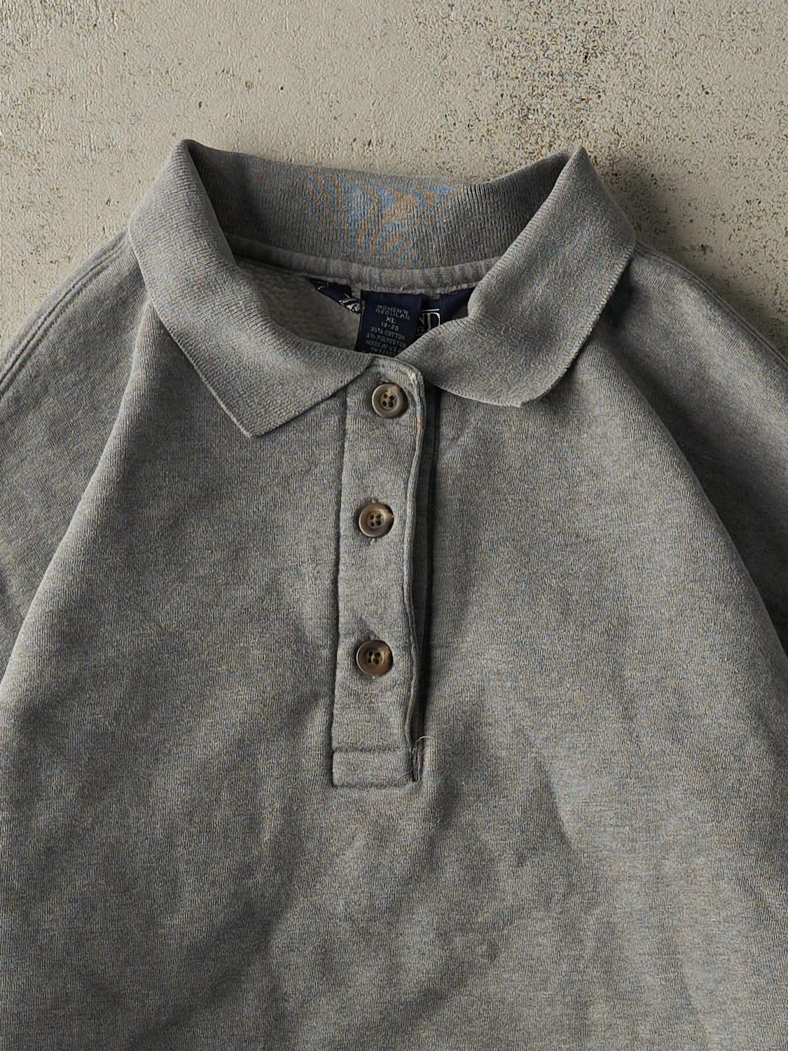 Vintage 90s Grey Quarter Button Sweatshirt (S/M)