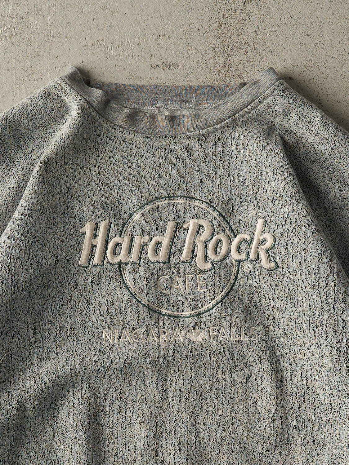 Vintage 90s Grey Hard Rock Cafe Niagara Falls Embroidered Crewneck (XL)