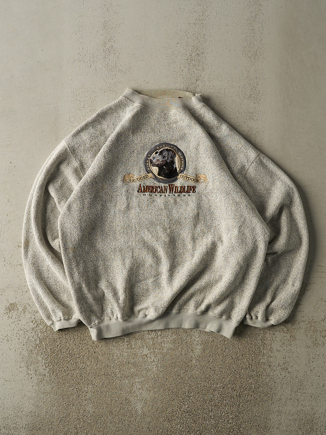 Vintage 90s Heather Grey American Wildlife Embroidered Crewneck (XL/XXL)