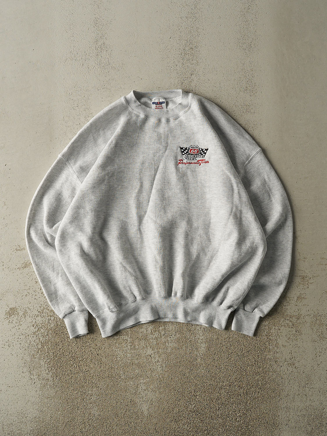Vintage 90s Heather Grey Phillips Racing Fuel Embroidered Crewneck (XL)