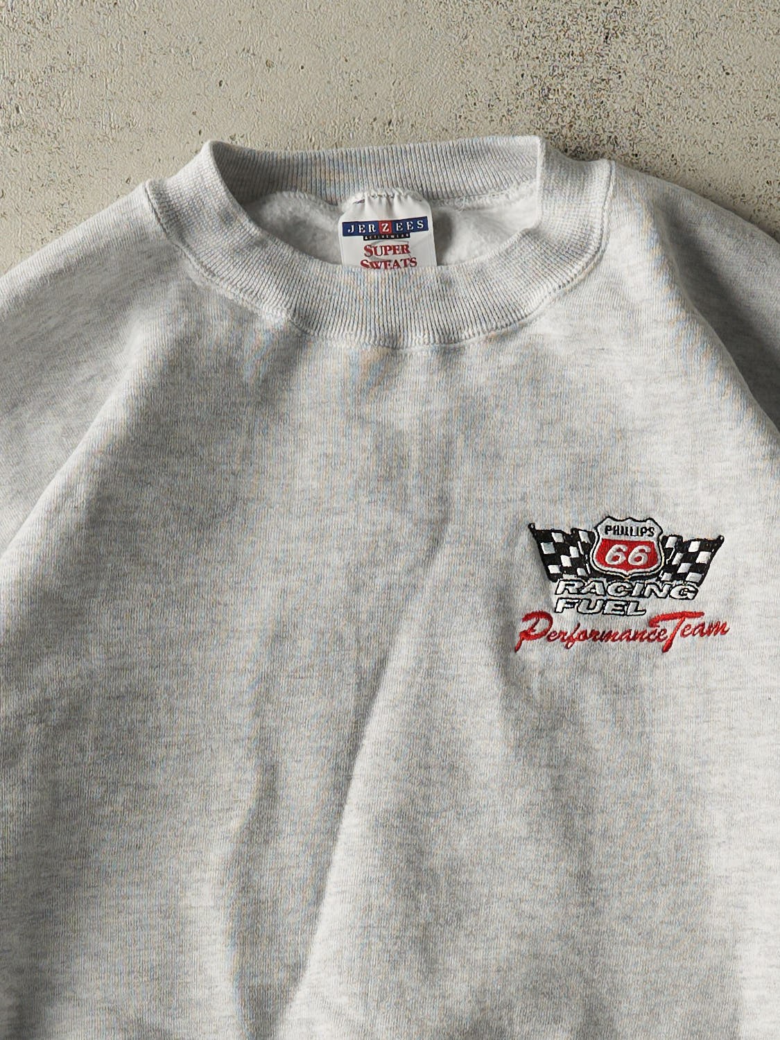 Vintage 90s Heather Grey Phillips Racing Fuel Embroidered Crewneck (XL)