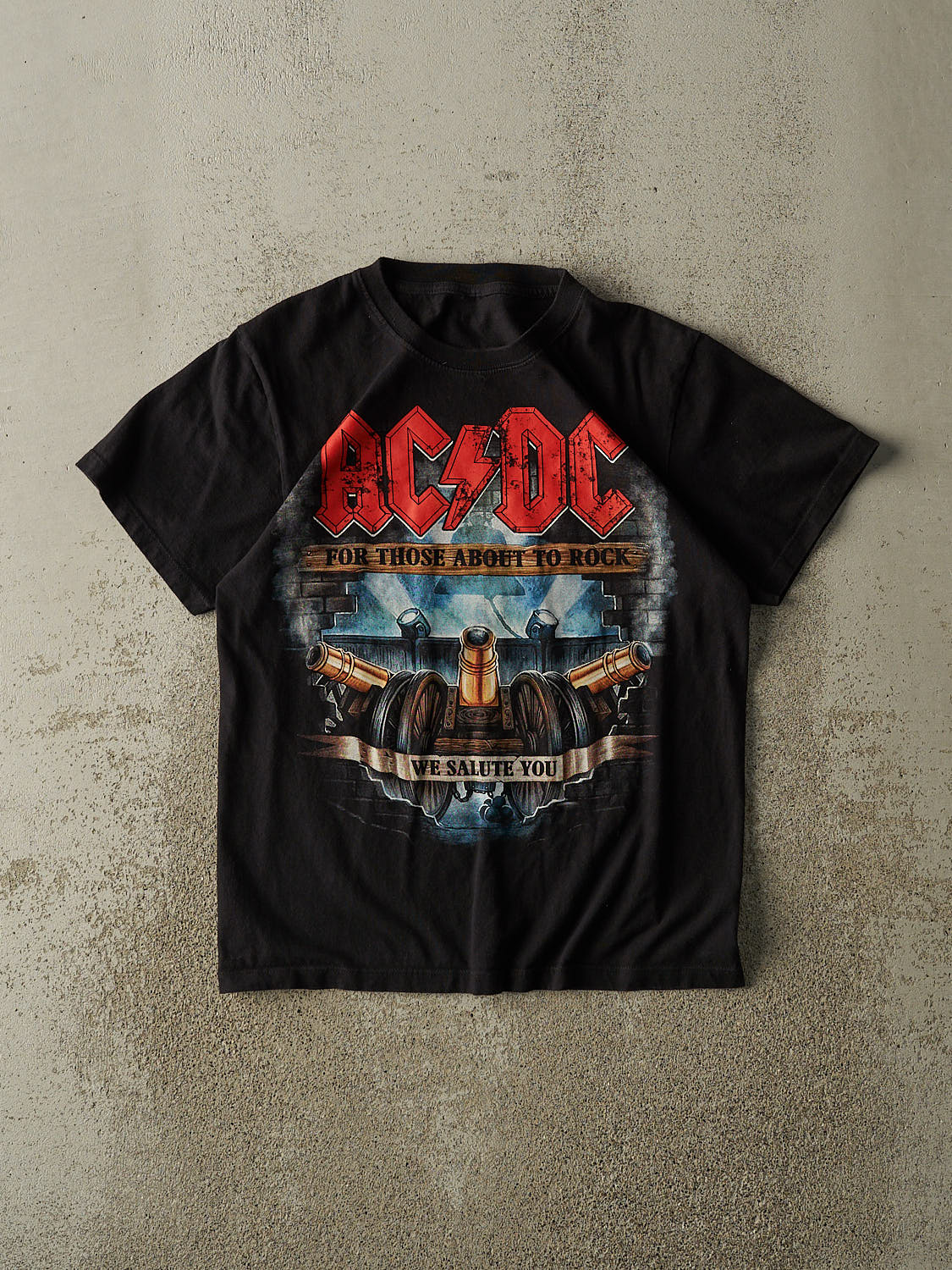 Vintage Y2K Black AC/DC "For Those About To Rock" Tee (S/M)
