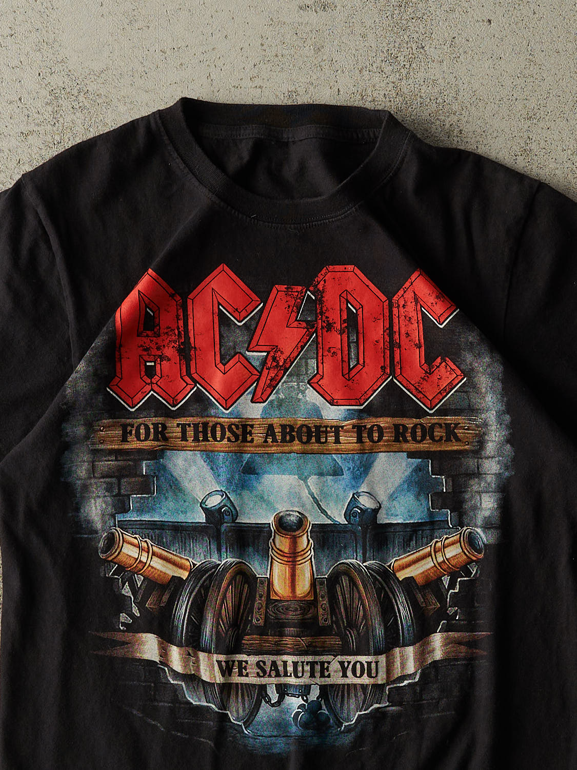 Vintage Y2K Black AC/DC "For Those About To Rock" Tee (S/M)