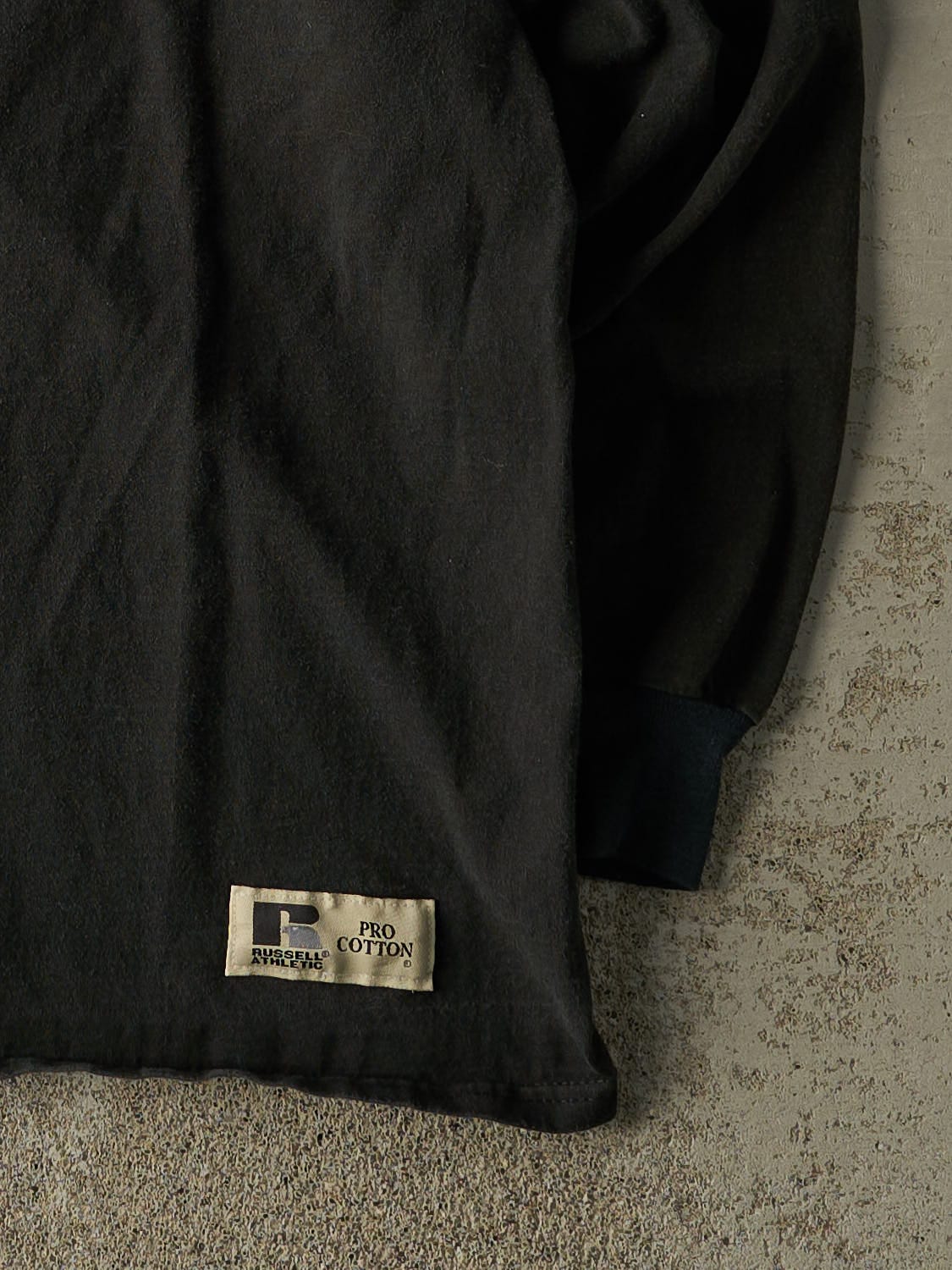 Vintage Y2K Faded Black Russell Athletic Blank Long Sleeve (XL/XXL)