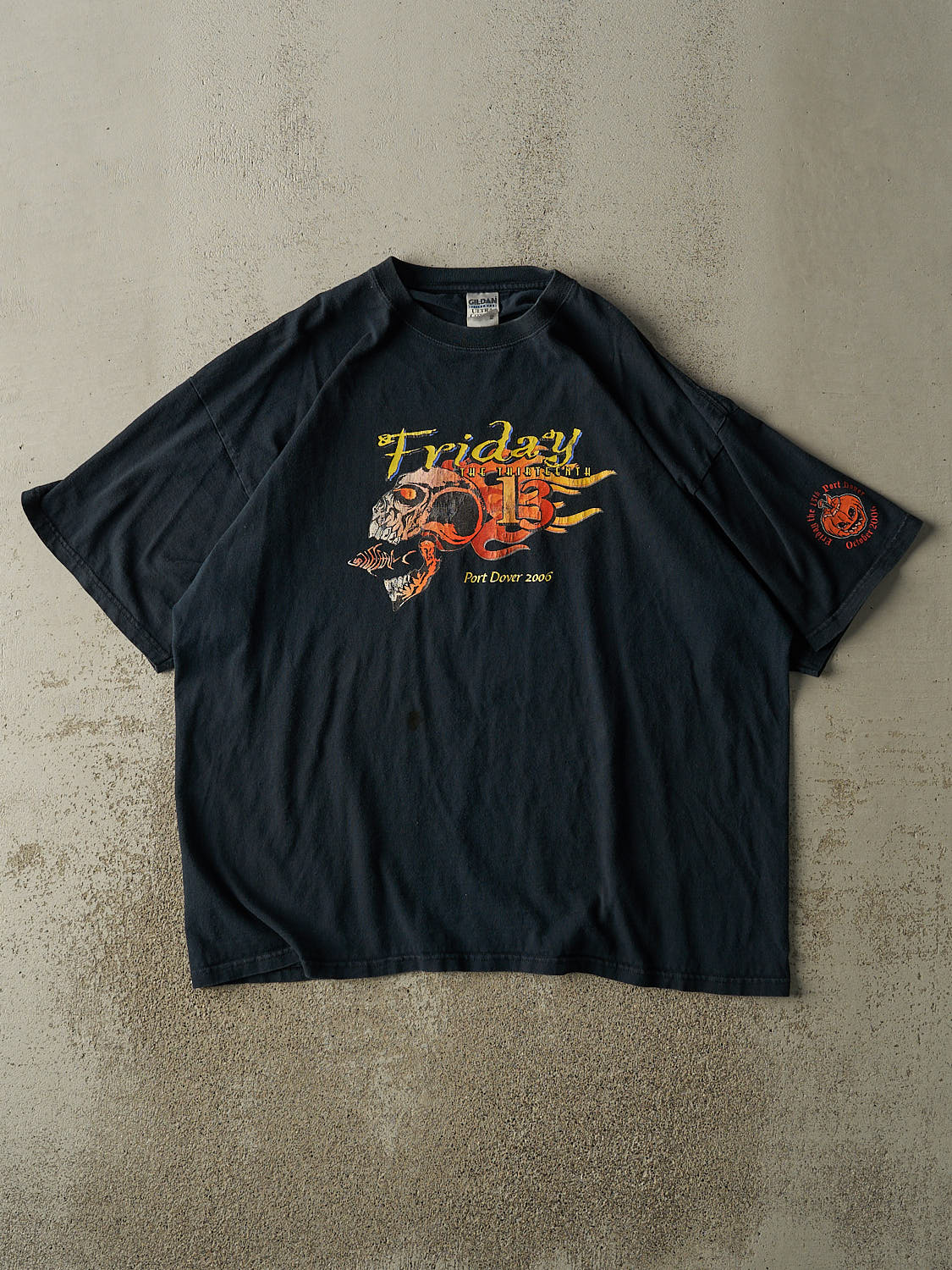 Vintage 06' Faded Black Friday The 13th Biker Tee (XXL)