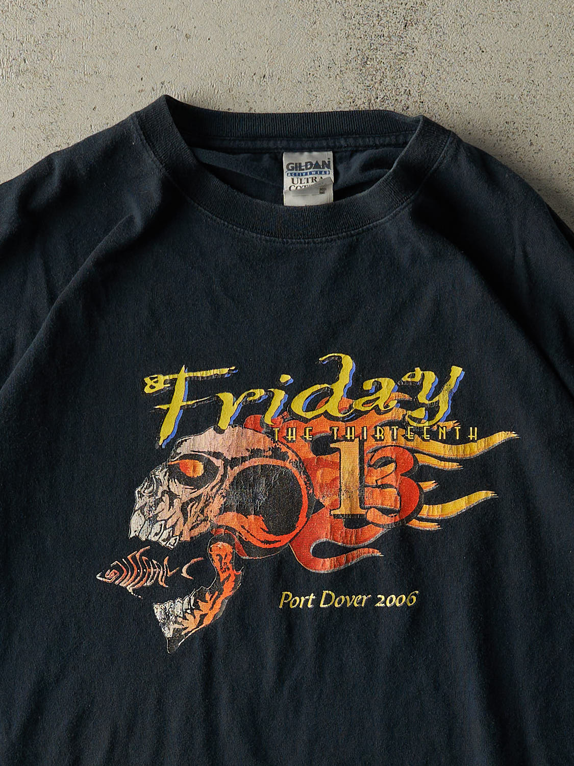 Vintage 06' Faded Black Friday The 13th Biker Tee (XXL)