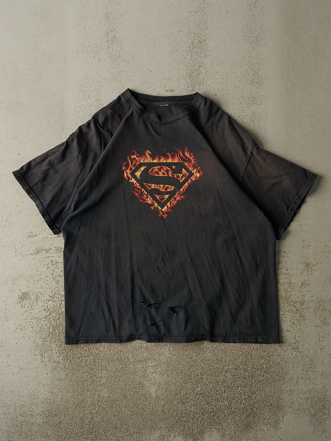 Vintage 90s Sun Faded Black Superman Tee (XL/XXL)