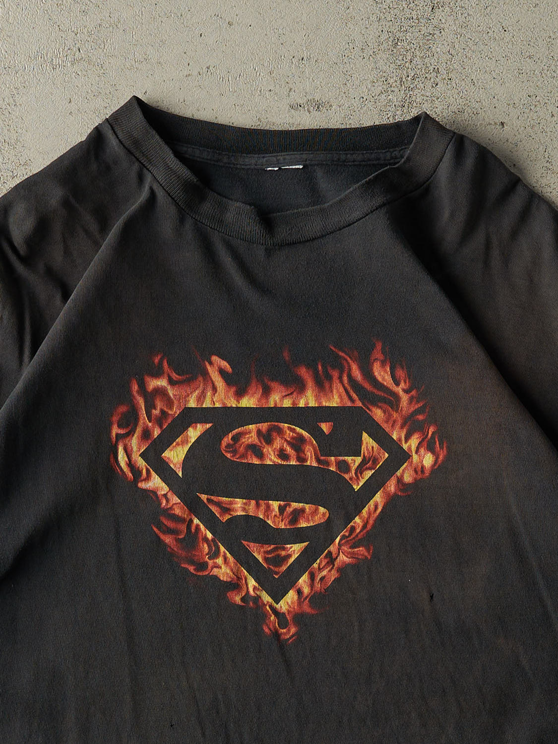 Vintage 90s Sun Faded Black Superman Tee (XL/XXL)